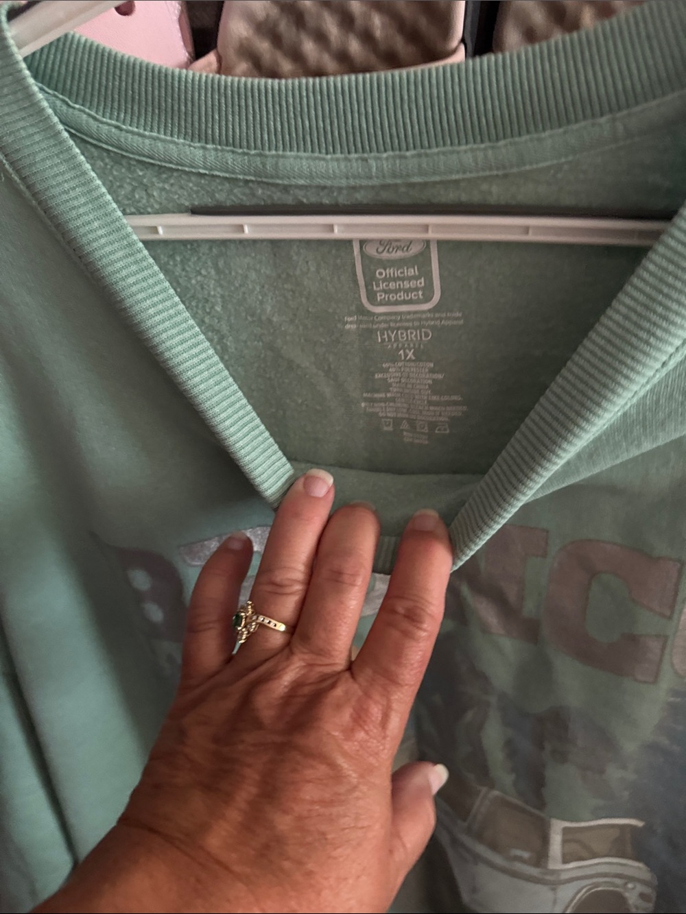 Ford Bronco Graphic Crewneck Sweater — Sage Green with Orange Accent - Picture 2 of 2